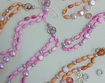 Pearl beaded phone strap  Shell beads phone Charm  Glass beaded phone lanyard