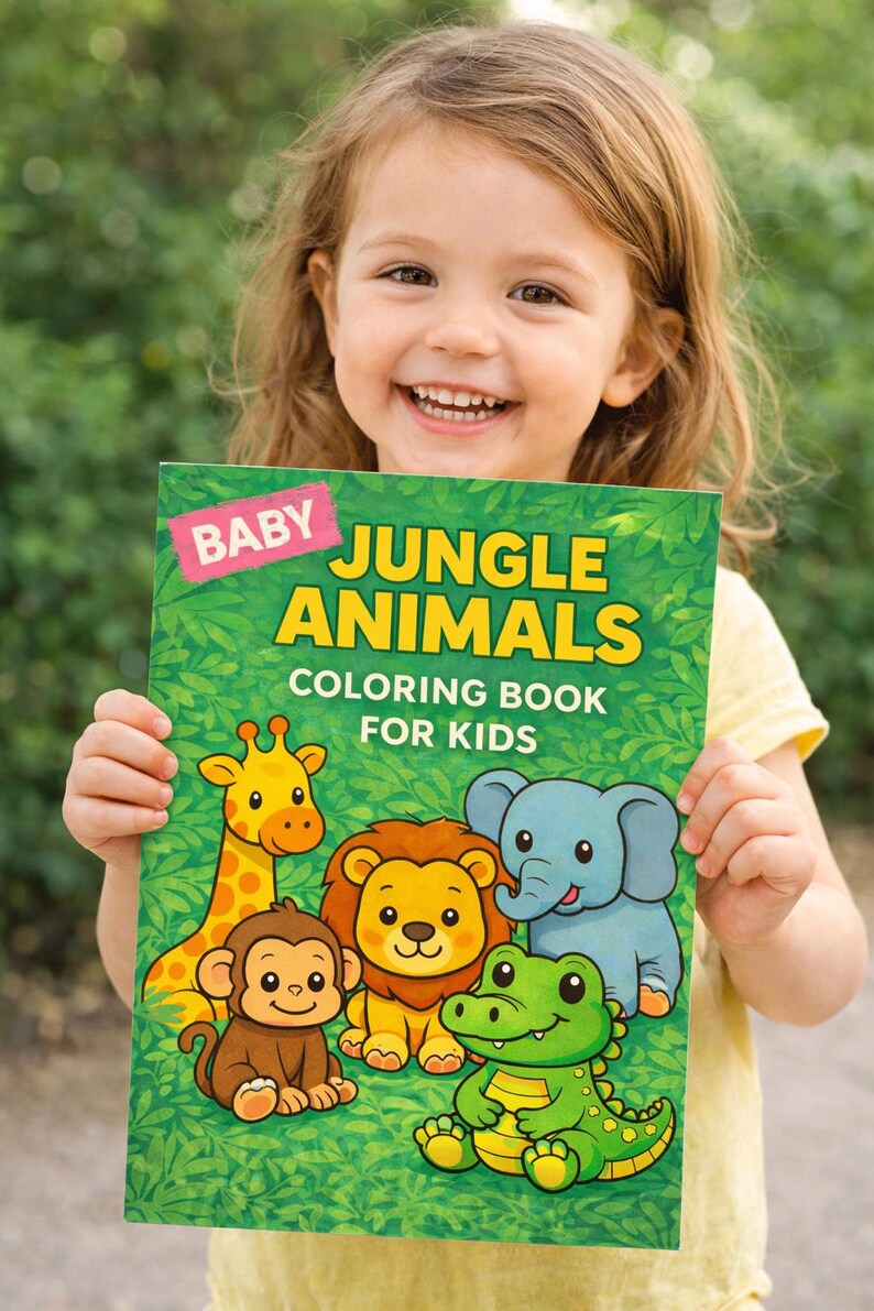 Baby Jungle Animals Coloring Book for Toddlers | Cute Printable Jungle ...