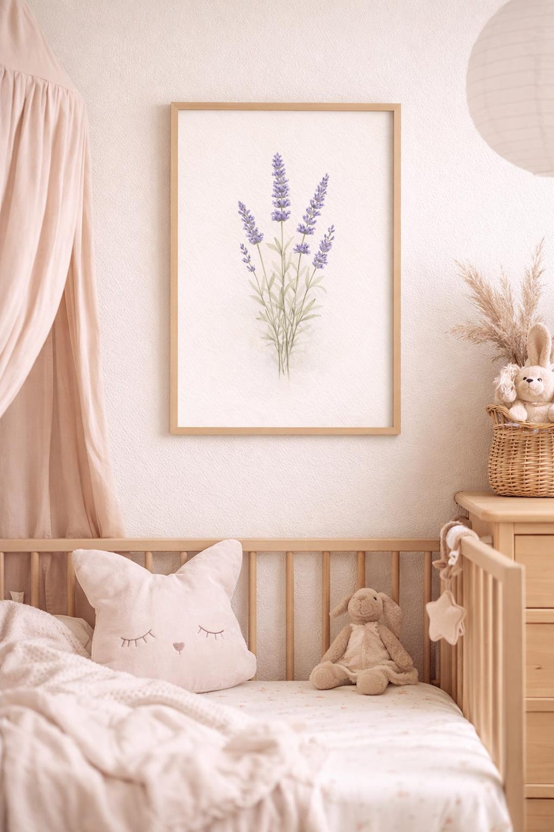 Lavender Wildflower Nursery Wall Art | Soft Cottagecore Floral Poster ...