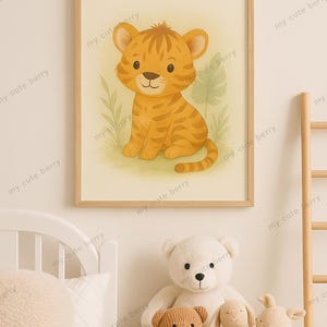 Baby Tiger Safari Nursery Print: Watercolor Jungle Animal Art (Digital Download A4/8x10/11x14in PNGs)