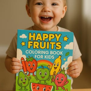 Happy Fruits Coloring Book for Kids | Printable Fruit Coloring Pages | Fun Toddler & Preschool Activity