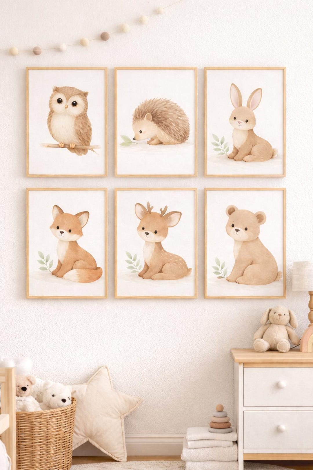 Forest Animals Nursery Wall Art | Set of 6 Prints | Woodland Animal ...