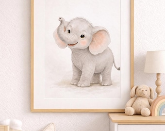 Elephant Nursery Wall Art | Safari Animal Poster for Kids Room | Neutral Jungle Nursery Decor | Minimalist Nursery Print