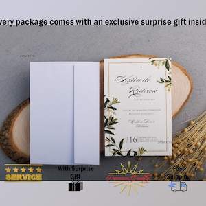 Olive Branch Wedding Invitation, Luxury Invitation, Nikkah Invitations, Muslim Wedding, Arabic Invitation, Islamic Invitation