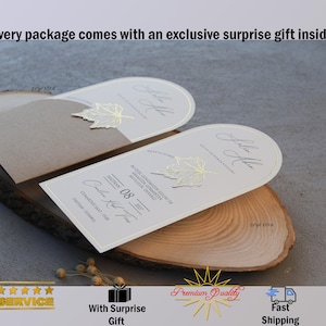 Invito a nozze Golden Leaf, inviti Nikkah, invito arabo, invito islamico con regali e spedizione assicurata