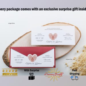 Invitación de boda roja, invitación personalizada, invitación personalizada con regalos y envío asegurado