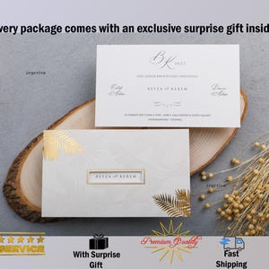 Custom Wedding Invitation, Nikkah Invitations, Bohemian Invitation, Luxury Invitation Minimalist Invitation with Gifts and Insured Shipping