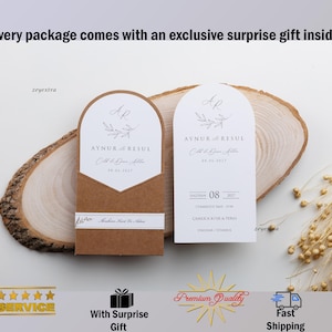 Arch Wedding Invitation, Luxury Nikkah Invitations, Elegant Invitation, Islamic Invitation with Gifts and Insured Shipping