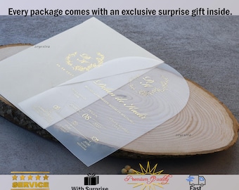 Golden Arch Acrylic Wedding Invitation, Muslim Nikkah, Islamic Design and Tax-Free Shipping