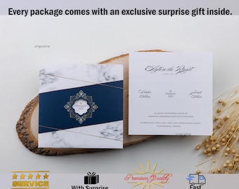 Invito a nozze blu reale, inviti Nikkah Boho minimalisti e spedizione esente da tasse