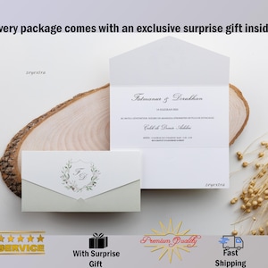 Luxury Wedding Invitation, Nikkah Invitations, Elegant Invitation, Arabic Invitation, Islamic Invitation with Gifts and Insured Shipping
