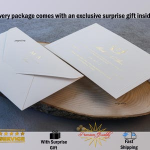 Luxury Wedding Invitation, Golden Nikkah Invitations, Bohemian Invitation, Minimalist Invitation with Gifts and Insured Shipping