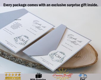 Invito di nozze in argento, Nikkah islamico di lusso, regalo incluso e spedizione esente da tasse