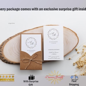 Luxury Wedding Invitation, Nikkah Invitations, Müslim Wedding, Arabic Invitation, Islamic Invitation with Gifts and Insured Shipping