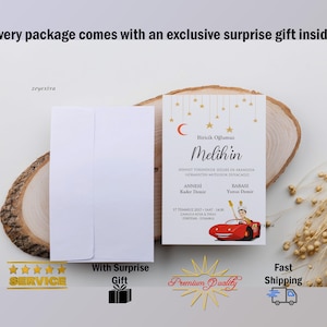 Convite Maşallah, Convite Sünnet, Cartão Masallah, Convite Personalizado, Cartão Maşallah, Cartão Sünnet com Presentes