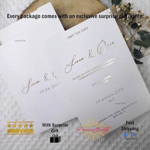 Invitación de boda de lujo, invitaciones Golden Nikkah, invitación bohemia, invitación minimalista con regalos, envío asegurado