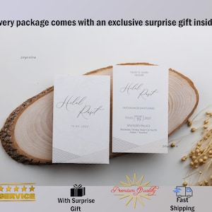 Custom Wedding Invitation, Nikkah Invitations, Bohemian Invitation, Luxury Invitation, Minimalist Invitation with Gifts and Insured Shipping