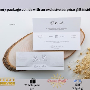 Faire-part de mariage de luxe sur le thème des oiseaux, faire-parts Nikkah, faire-part bohème, faire-part islamique avec cadeaux et expédition assurée
