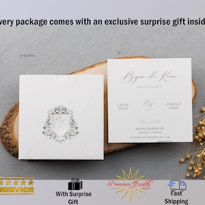 Luxury Wedding Invitation, Nikkah Invitations, Bohemian Invitation, Luxury Invitation, Minimalist Invitation with Gifts and Insured Shipping