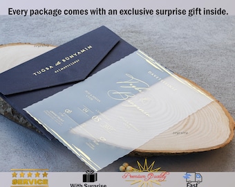 Custom Acrylic Wedding Invitation, Elegant Muslim Nikkah, Arabic Design and Tax-Free Shipping