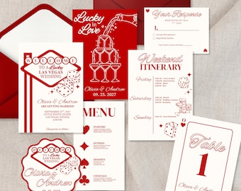 Lucky in Love Las Vegas Wedding Invitation & Stationery Bundle