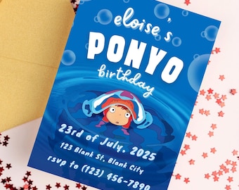 Editable Ponyo Birthday Invitation: Ocean Theme Party (Digital Download)