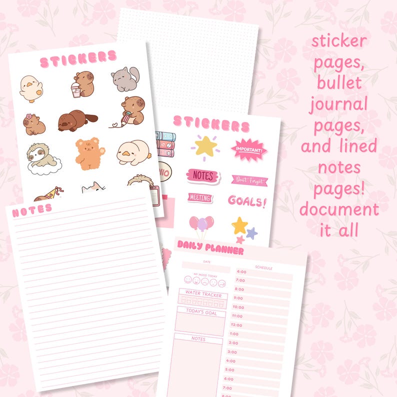 Pink Pastel Digital Planner Kawaii Daily Journal for iPad Goodnotes ...
