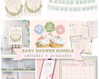 Silly Goose Baby Shower Decorations: Printable Invite Bundle (Editable Template)