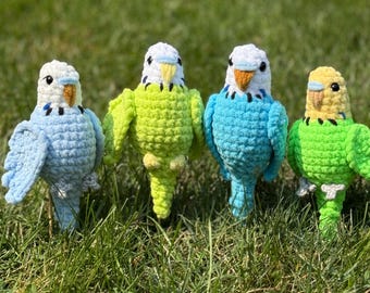 BUDGE the Parakeet w/FREE Bald Eagle Mod included; Low-Sew Crochet PDF Pattern/ Amigurumi/Market Make/ Digital Download/Pocketsnuggies