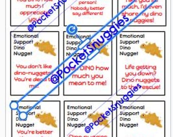 Emotional Support Dino Nugget Crochet Tags/Label/Jar Label