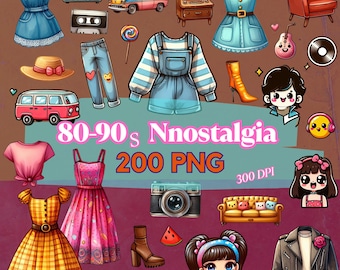 90S Nostalgia Clip Art Pack /200 png/300dpi/3000pixel