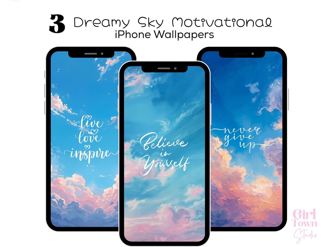 Dreamy Sky iPhone Wallpaper: Minimalist Motivation Set (digital