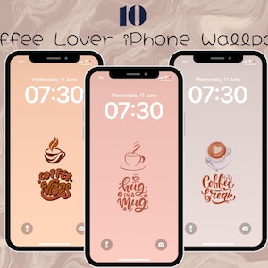 10 Cute Coffee Lovers Quote iPhone Wallpapers, Coffee wallpaper, Coffee aesthetic, coffee addict, instant Download
