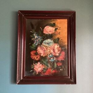 original vintage flower oil painting