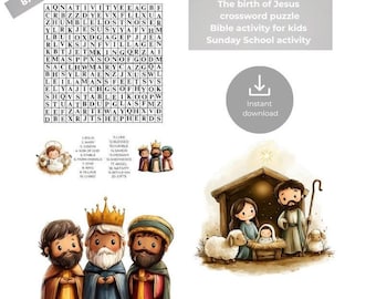 The birth of Jesus - Faith-Based Learning Activity - Printable for Sunday School - Answer sheet included
