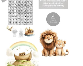 Noah’s Arc crossword puzzle - Faith-Based Learning Activity - Printable for Sunday School - Answer sheet included