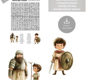 David and Goliath - Faith-Based Learning Activity - Printable for Sunday School - Answer sheet included