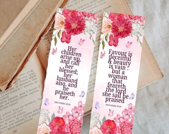 Proverbs 31 Bookmark Set | Floral Christian Bible Verse (PDF)