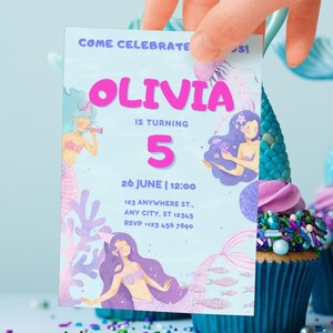 Mermaid Birthday Party Invite, Girls Birthday, Kids Party, Under The Sea Birthday, Mermaid Party Invite, EDITABLE Instant Download