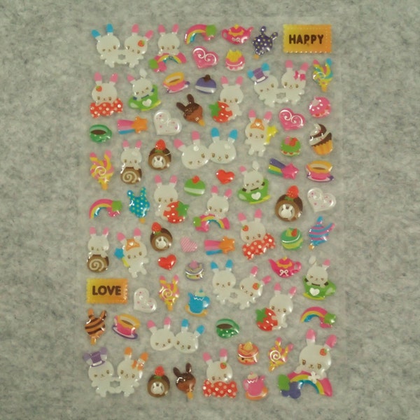 Mixed Cute PVC Happy Bunny Rabbit Stickers