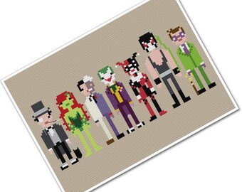 Batman's Enemies - The *Original* Pixel People - PDF Cross-stitch Pattern - INSTANT DOWNLOAD