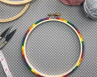 5 Inch Threadwrapped Hoop - Rainbow - Embellished Embroidery Hoop - display hoop - embroidery hoop