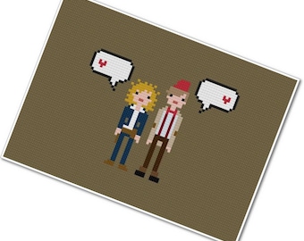 River Song & the Eleventh Doctor - The *Original* Pixel People in Love - PDF Cross-stitch Pattern INSTANT DOWNLOAD