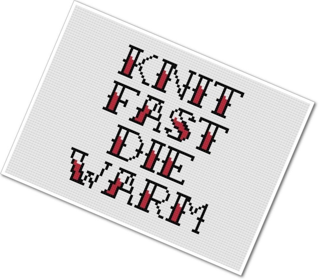 Knit Fast Die Warm Cross Stitch PDF Pattern INSTANT Etsy