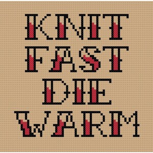 Knit Fast Die Warm Cross Stitch PDF Pattern INSTANT - Etsy