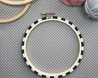 5 Inch Threadwrapped Hoop - Black & White - Embellished Embroidery Hoop - display hoop - embroidery hoop