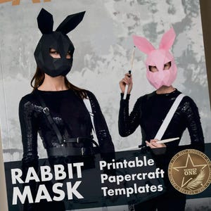 RABBIT Papercraft  mask pdf, DIY paper mask, Masquerade mask, Hare mask, papercraft mask, Low Poly Rabbit mask, Mask for photo, PAPERRAZ
