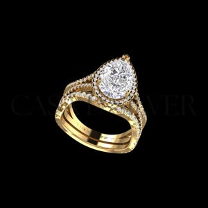 Pear Diamond Engagement Ring Set | CZ | Moissanite | Anniversary Ring for Women | Birthday Gift for her