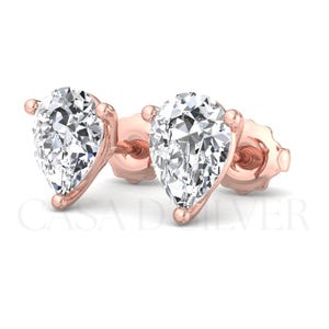 Pear Cut Stud Earrings | Moissanite | Cubic Zirconia | Minimalist Stud Earrings | Silver Earring for gift