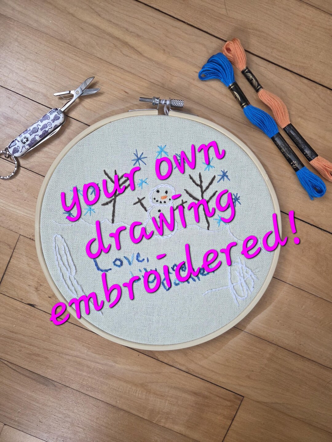 Custom Embroidered Drawing - Etsy